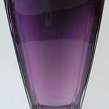 Large rectangular contemporary vase in purple smoked crystal