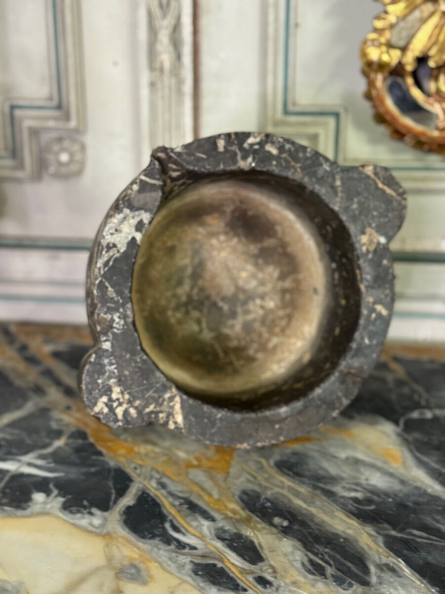 Large grey marble mortar Saint Anne, 19th century