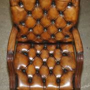 Restored leather captain's Chesterfield chair