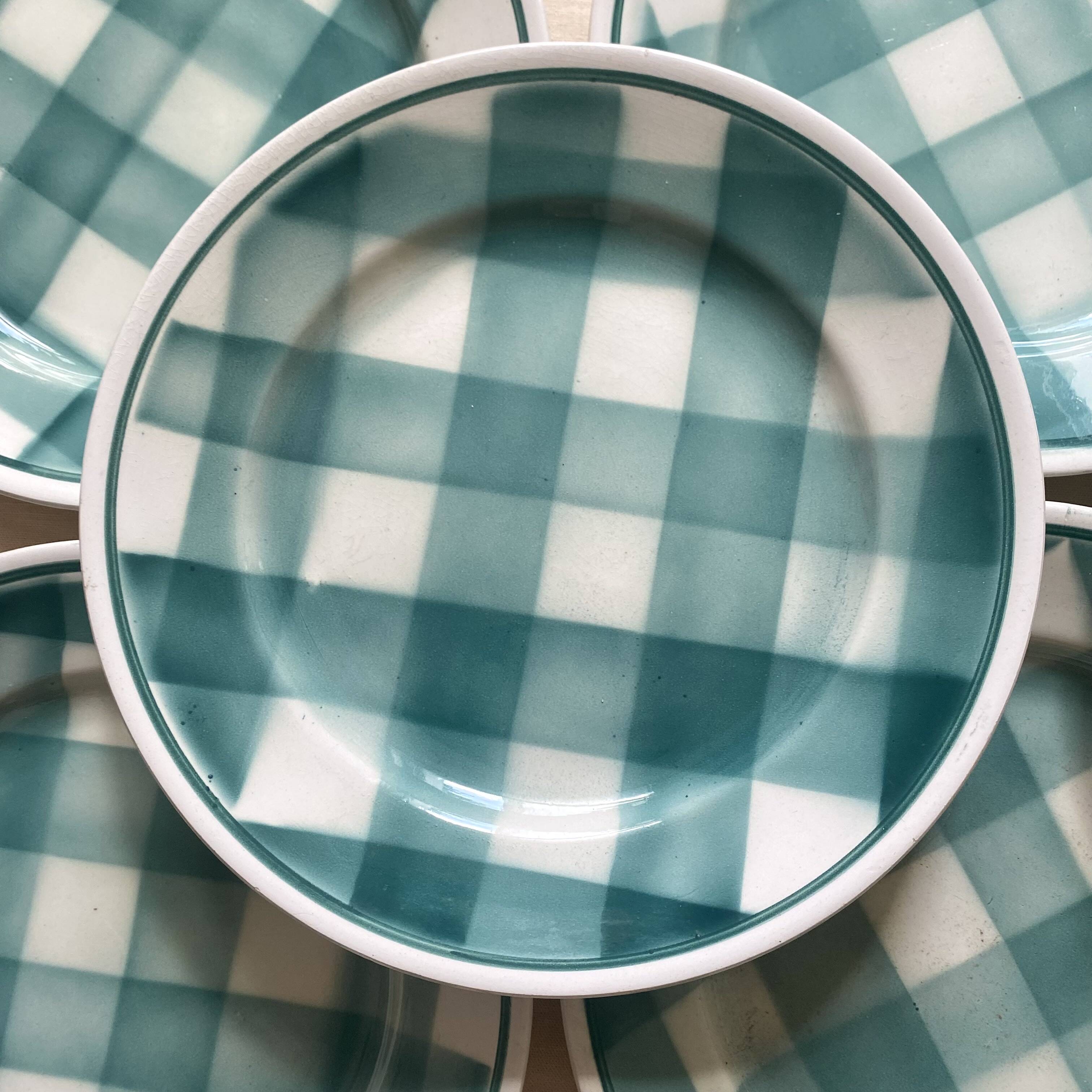 Vichy dessert plates and dish, 50s-60s