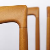 Set of 6 Vintage Lübke Dining Chairs 1970s Germany, Mid Century Beech Wood