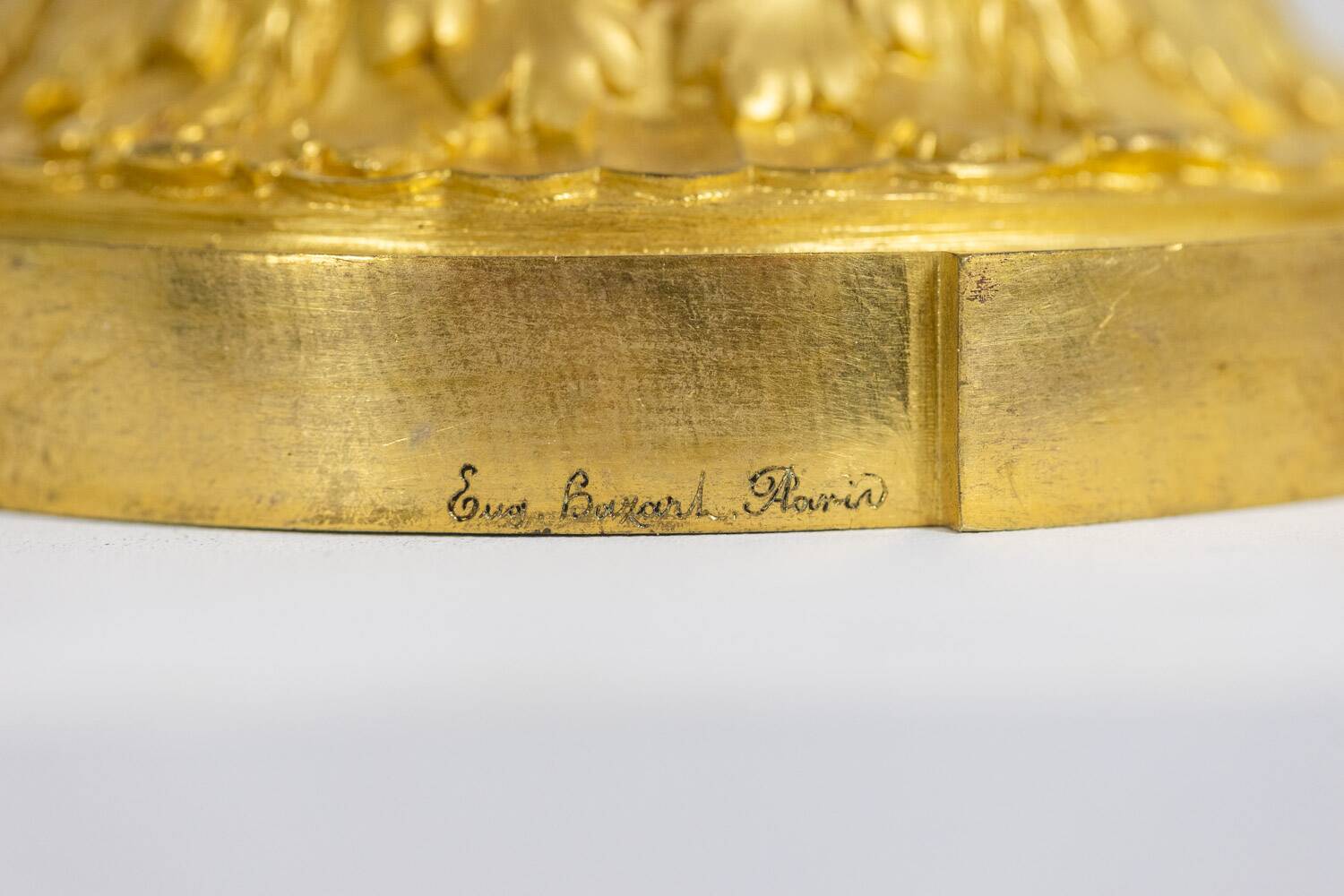 Eugène Bazart Paris. Gilded bronze hot water bottle lamp. Circa 1880.