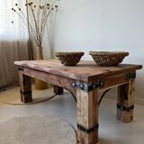 Rectangular coffee table in solid acacia and fittings