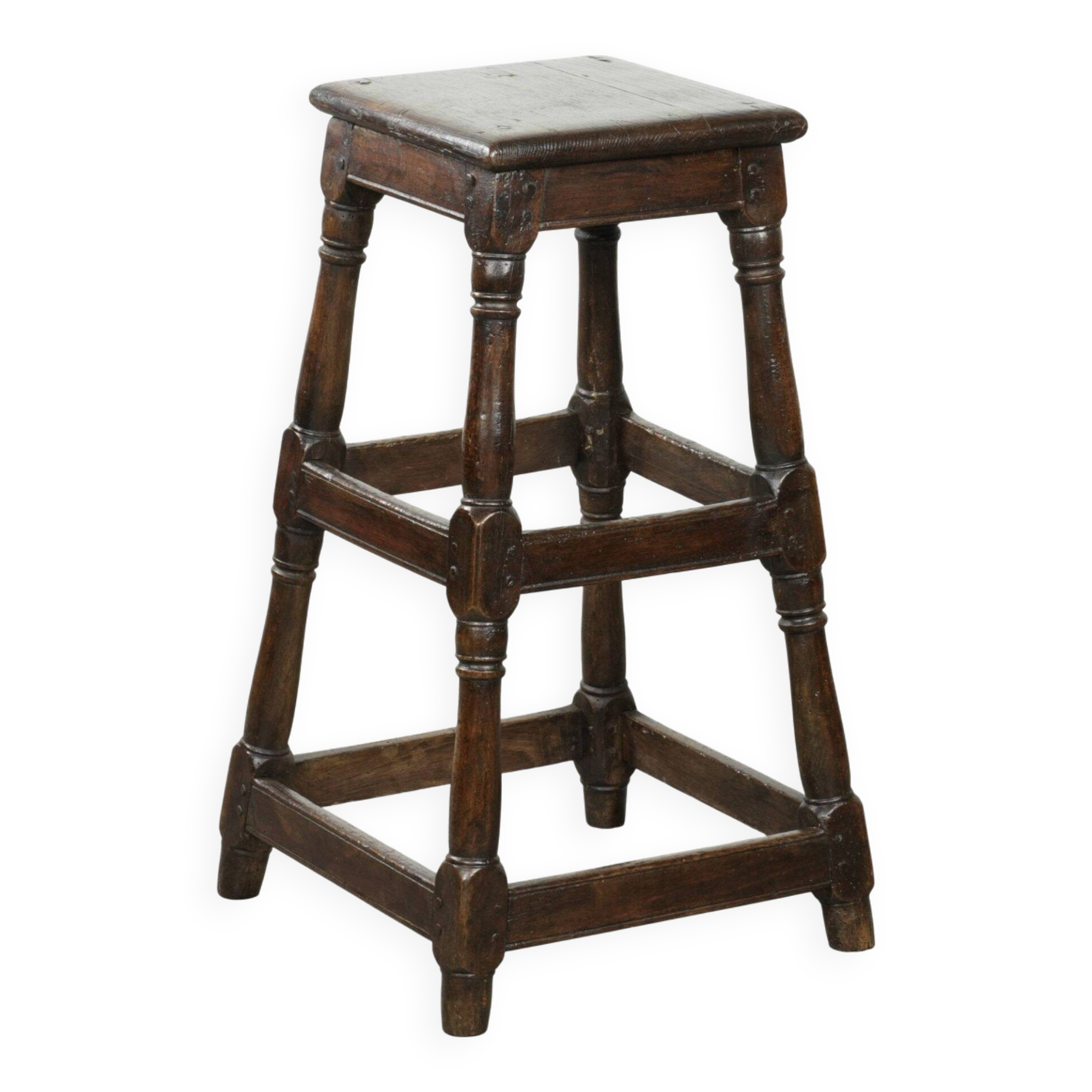 Antique English oak stool / joint stool from the 18th century