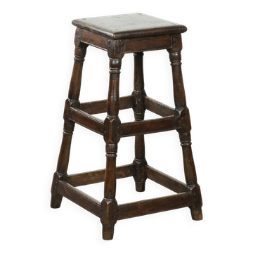 Antique English oak stool / joint stool from the 18th century
