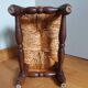 Footrest low stool wood and straw