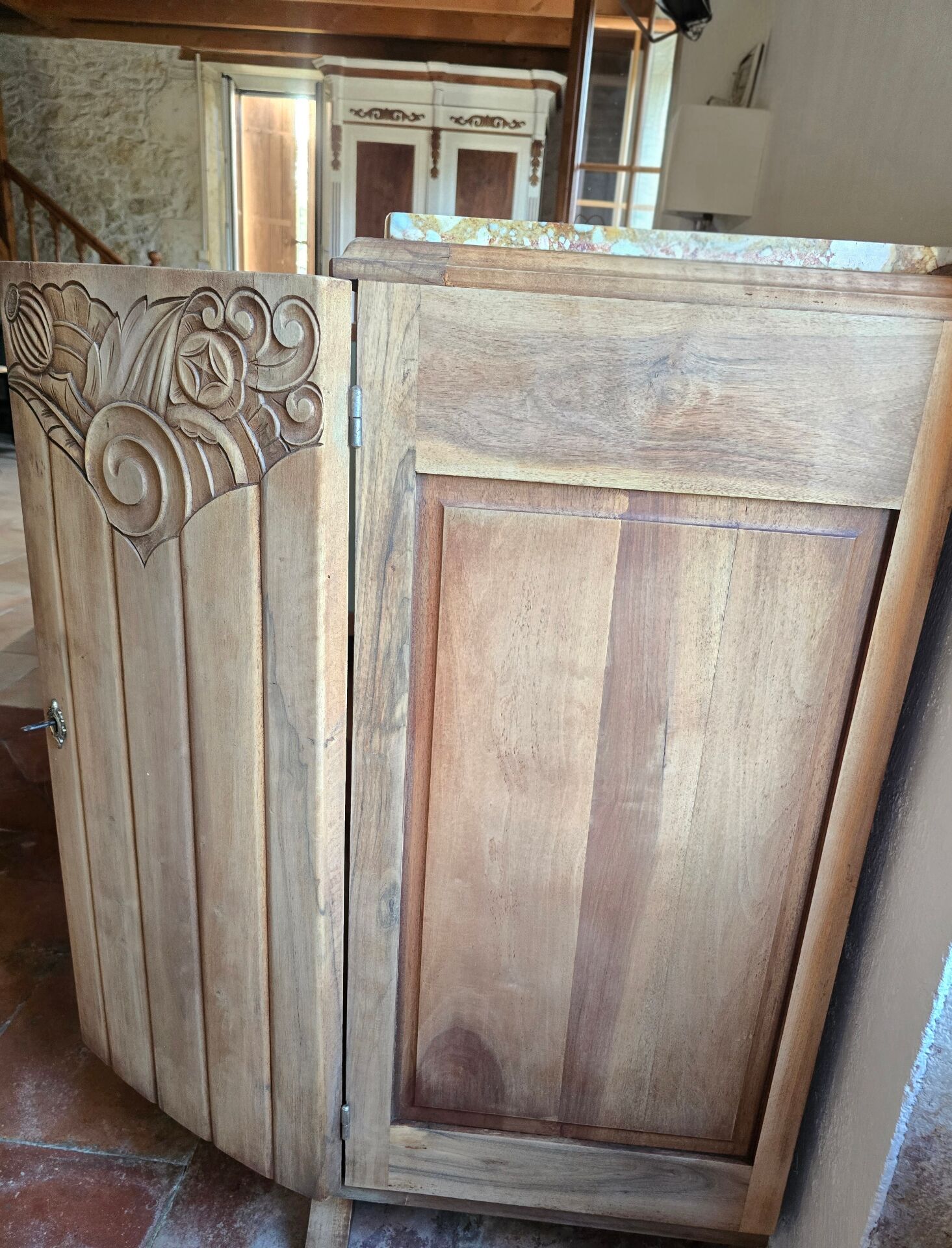 Grand buffet art déco restauré bois brut