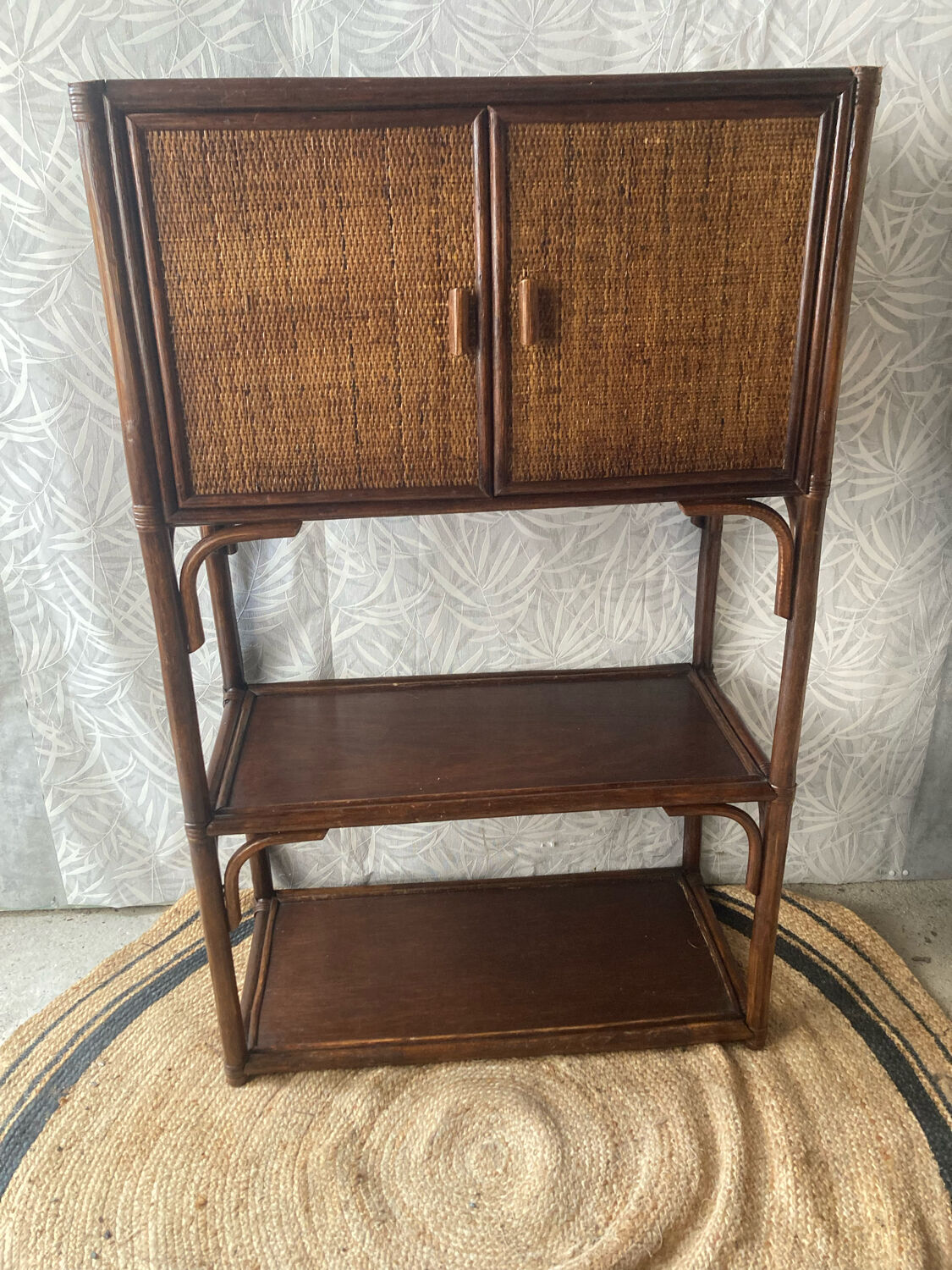 Rattan bookcase shelf