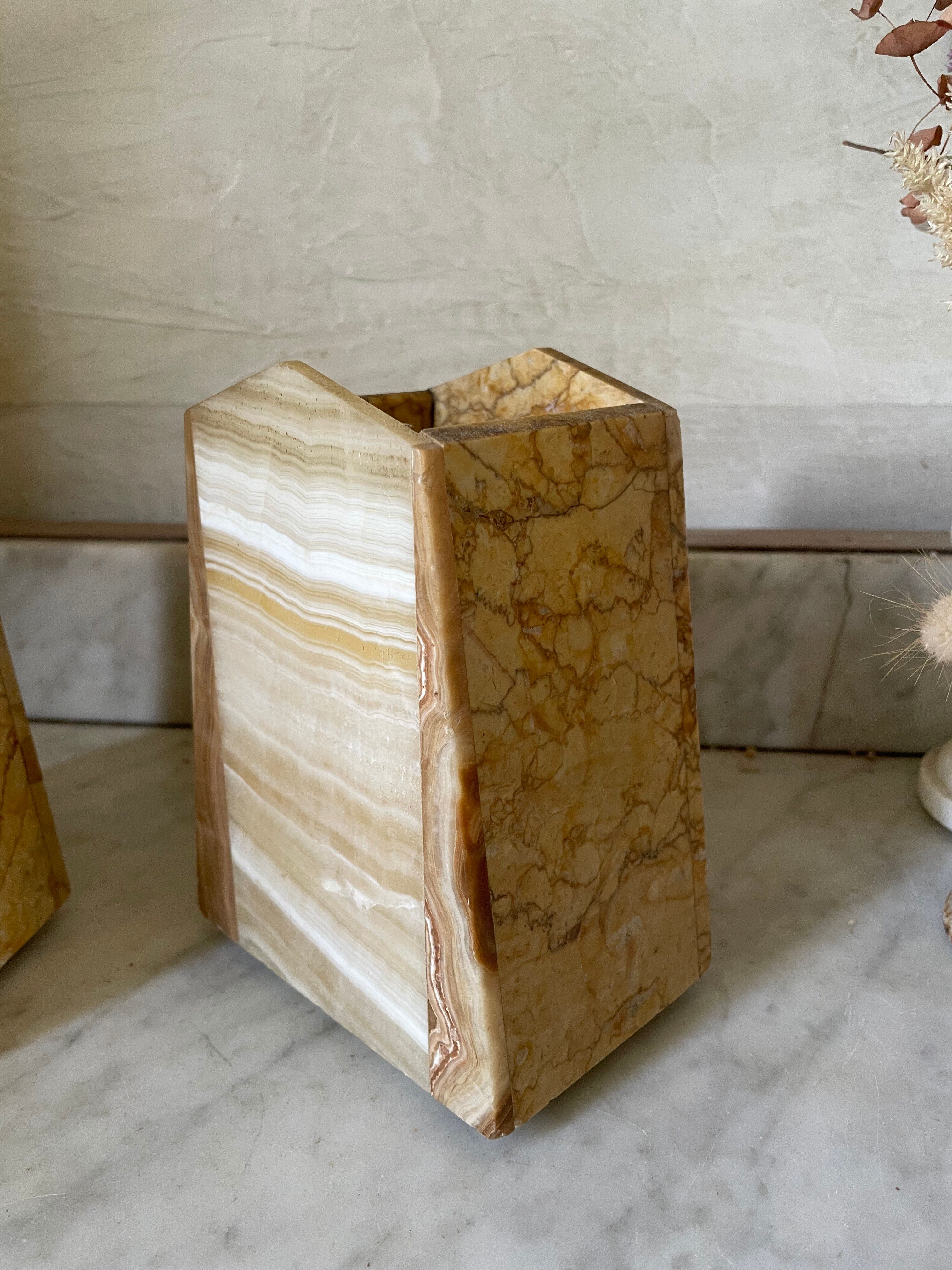 Art Deco marble and onyx bookends