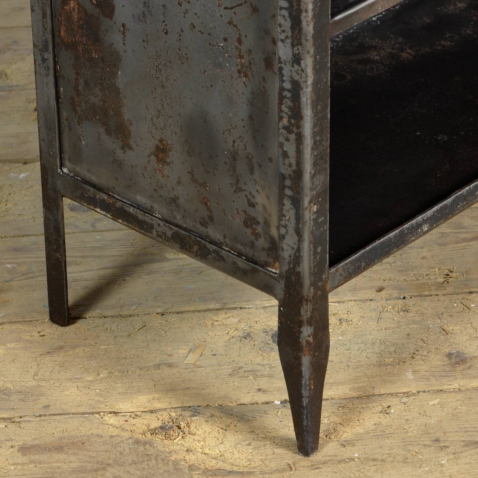 Vintage Glass & Iron Medical Cabinet, 1950s