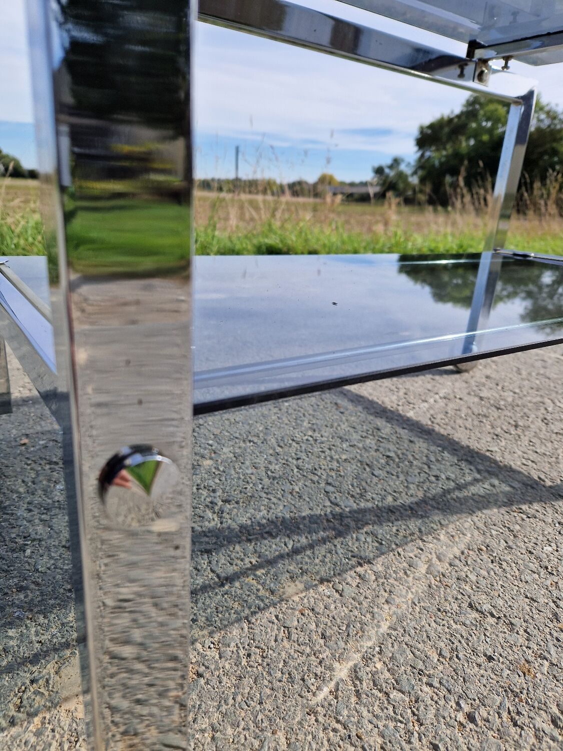 1970s chrome and smoked glass coffee table
