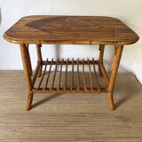 Rattan coffee table with sailboat decor from the 60s