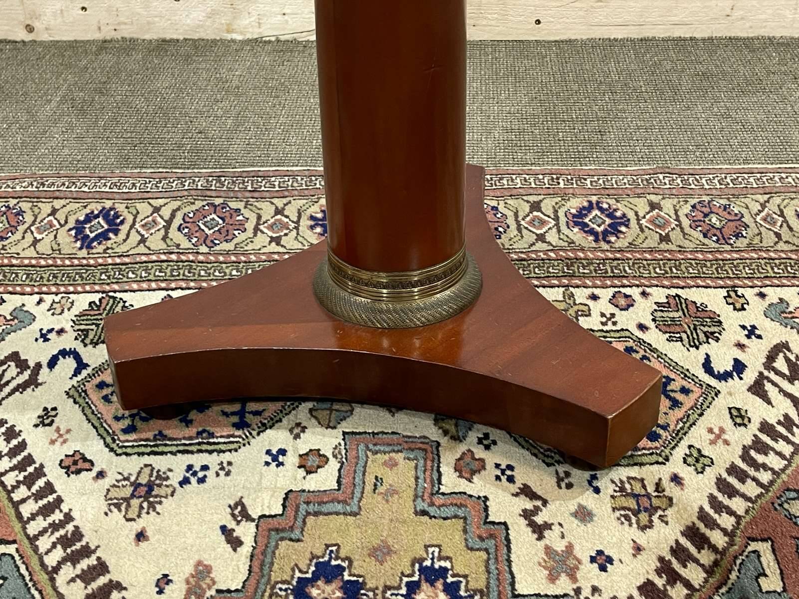 1960s Empire style pedestal table in cherry wood with black marble top