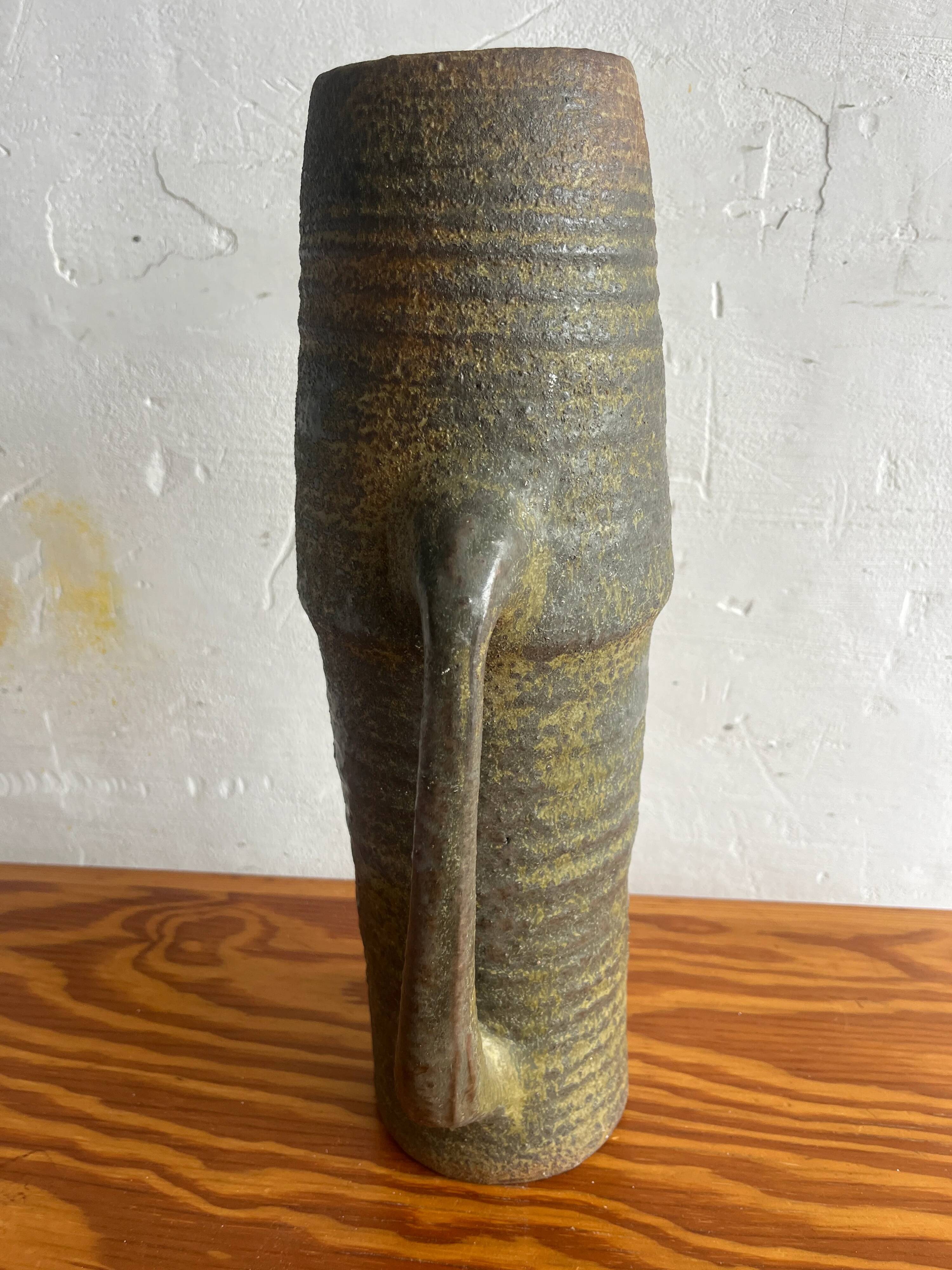 Ash-grey Stoneware Pitcher, Brutalist 1960s Studio Pottery Vase from Oostende Belgium