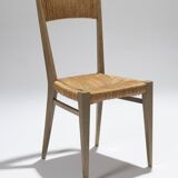 Pair of straw chairs, geneviève pons, 1950s