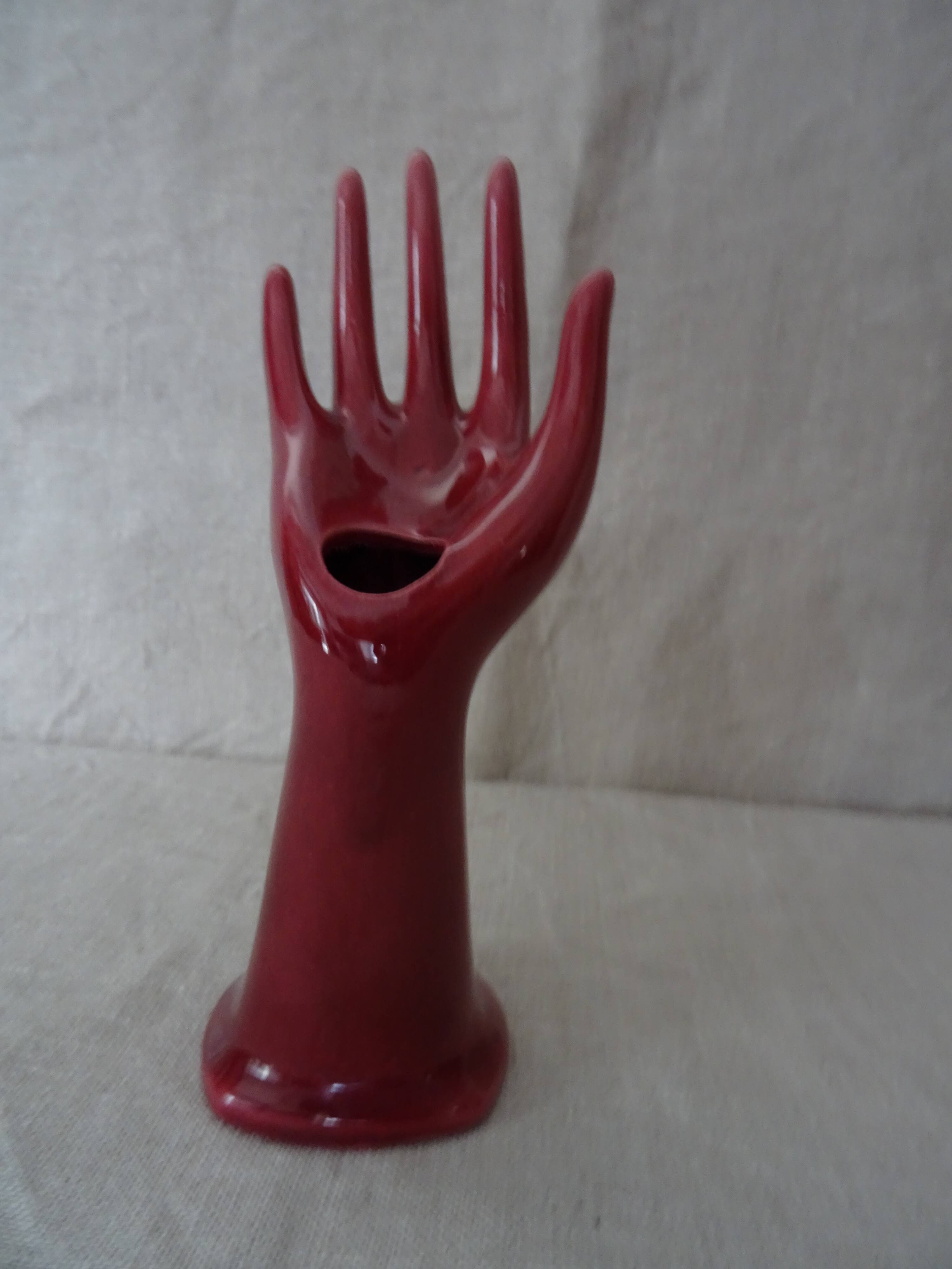 Hand ceramic fig tree color red burgundy