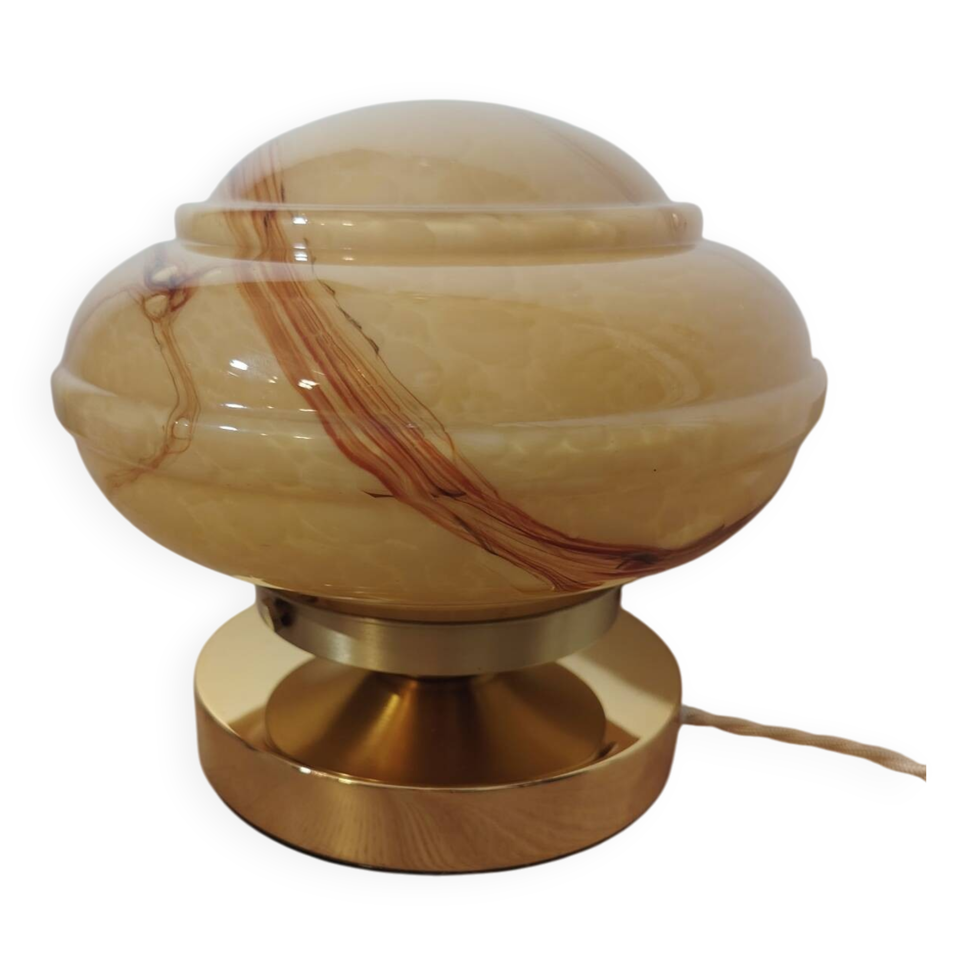 Yellow and brown marbled opaline lamp