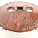 Brutalist Circular Coffee Table in Solid Wood – Brazilian Folk Art