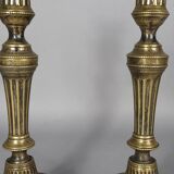 Pair of fluted bronze candlesticks Louis XVI period 27 cm