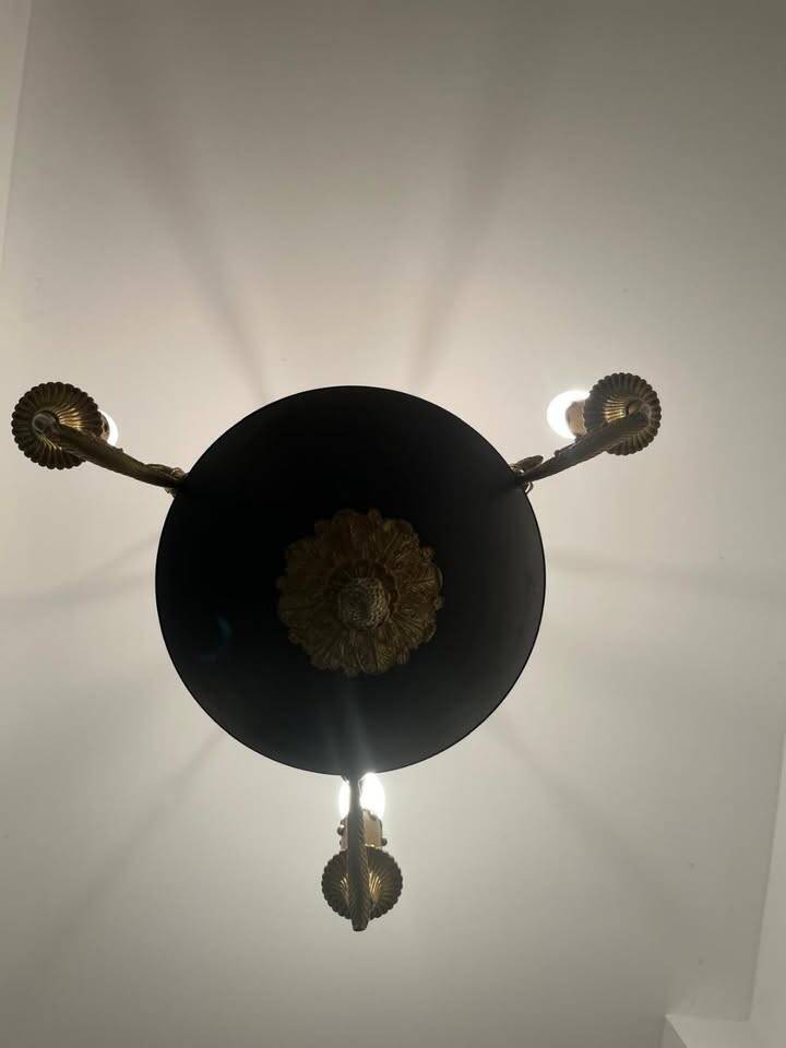 Antique bronze chandelier, Empire style, late 19th century.