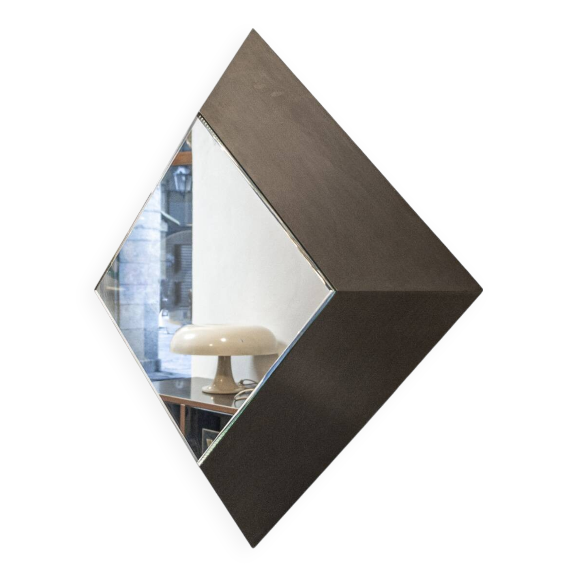 Console et miroir space age en acier et verre, années 1970