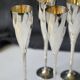 Flûtes à champagne art déco en métal argenté