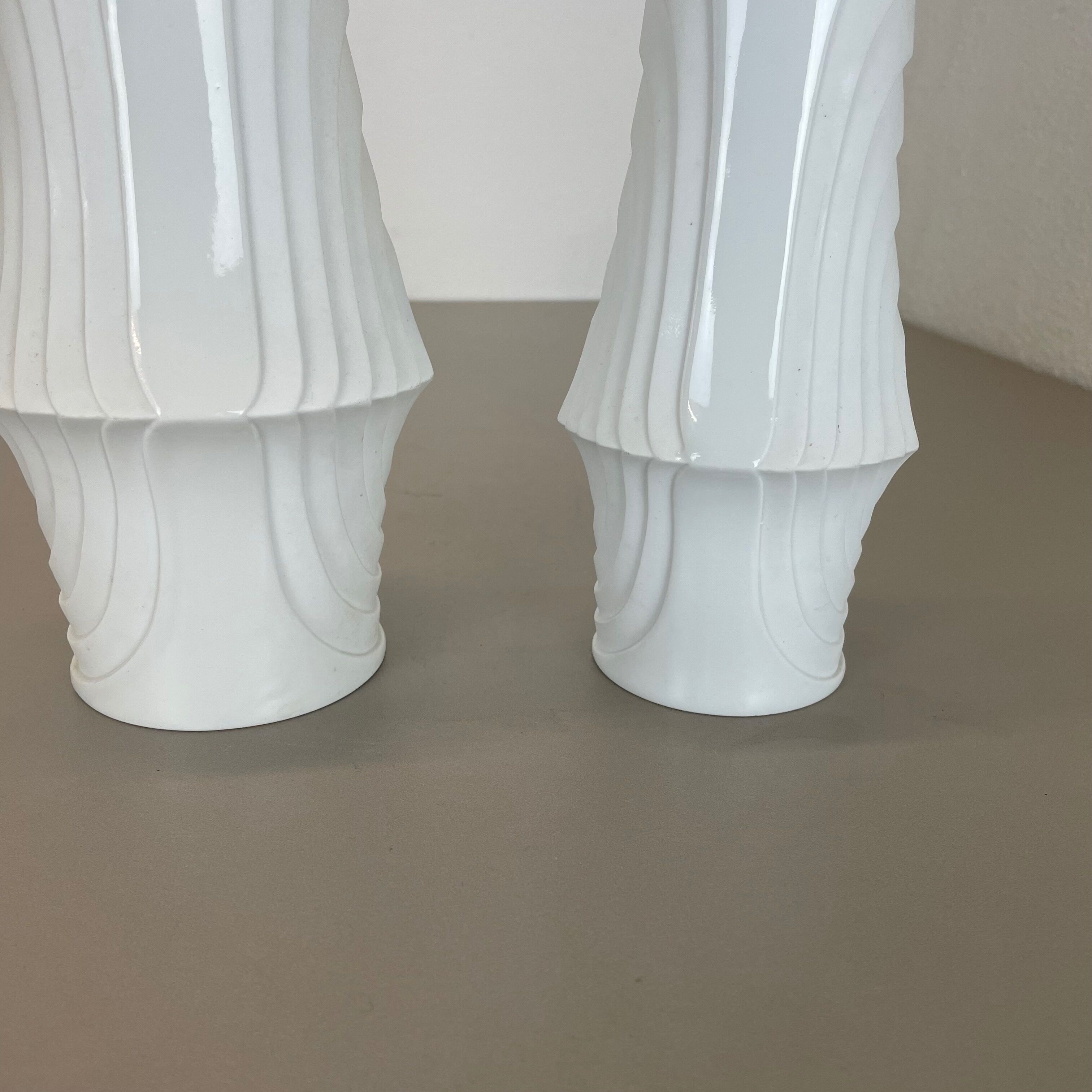 Set of 2 Original Porcelain Op Art Vase Made by Royal Bavaria KPM Germany, 1970s