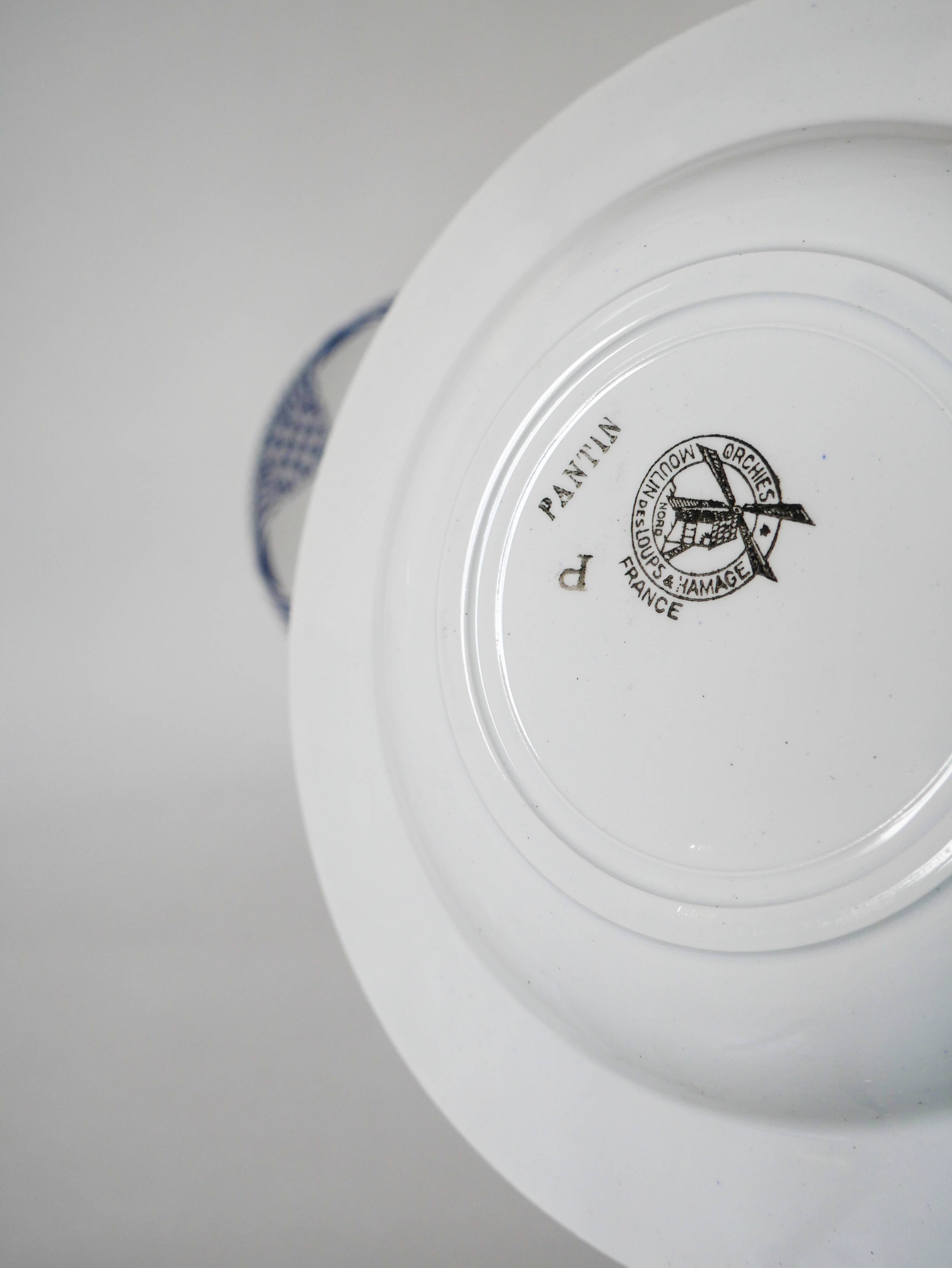 Lot of 5 mismatched soup plates Saint Amand and Moulins des Loups 1930