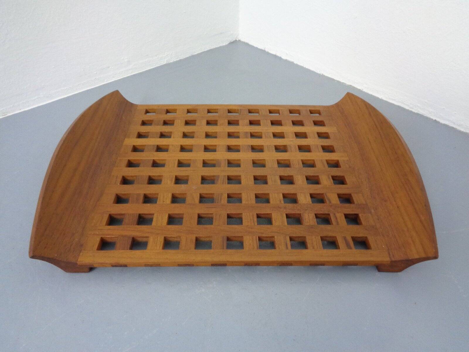 Teak tray with glass bowls by Jens Quistgaard for IHQ Dansk Designs, 1960s, set of 6.
