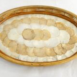 Mother-of-pearl and rattan tray