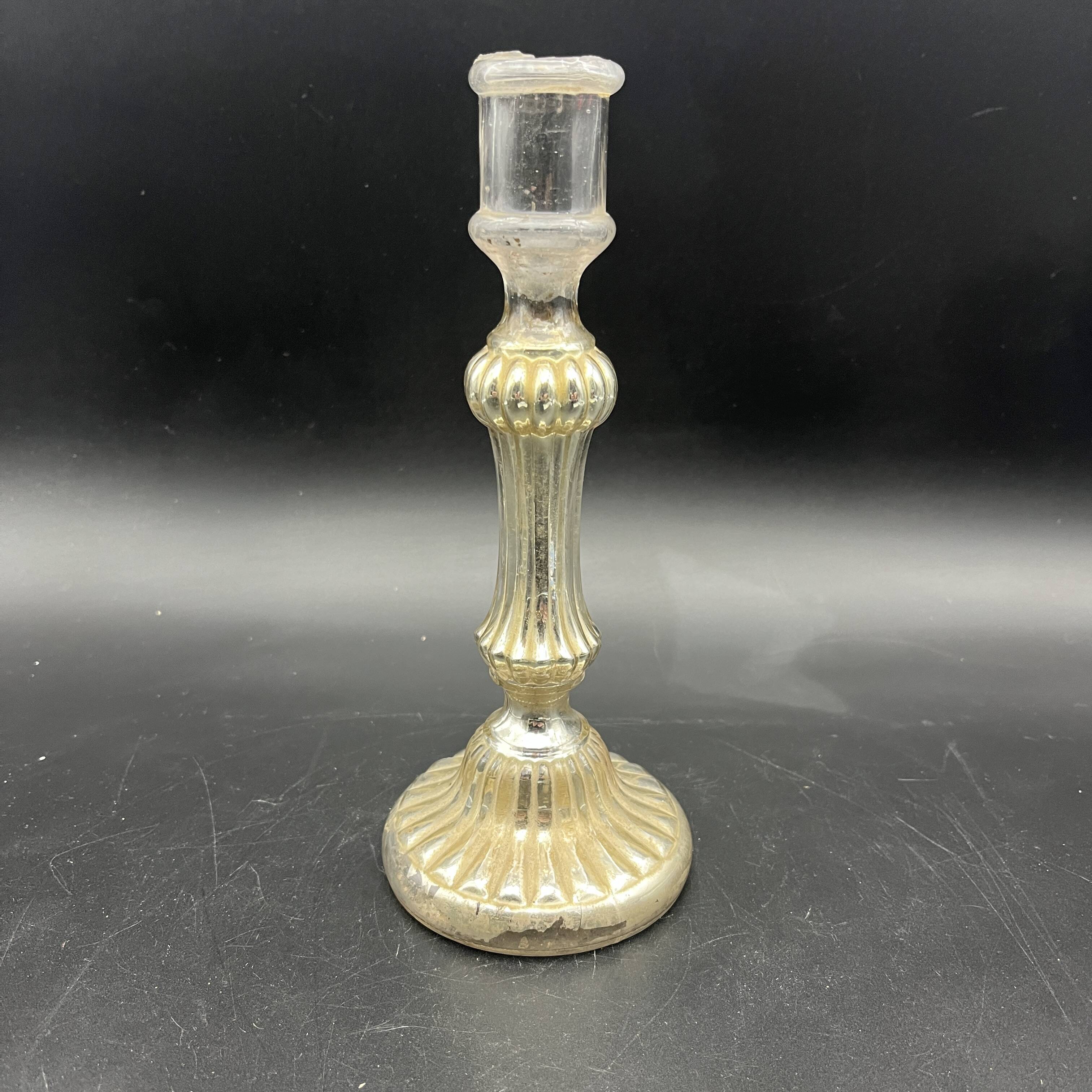 Bougeoir en verre eglomisé XIXe 19e
