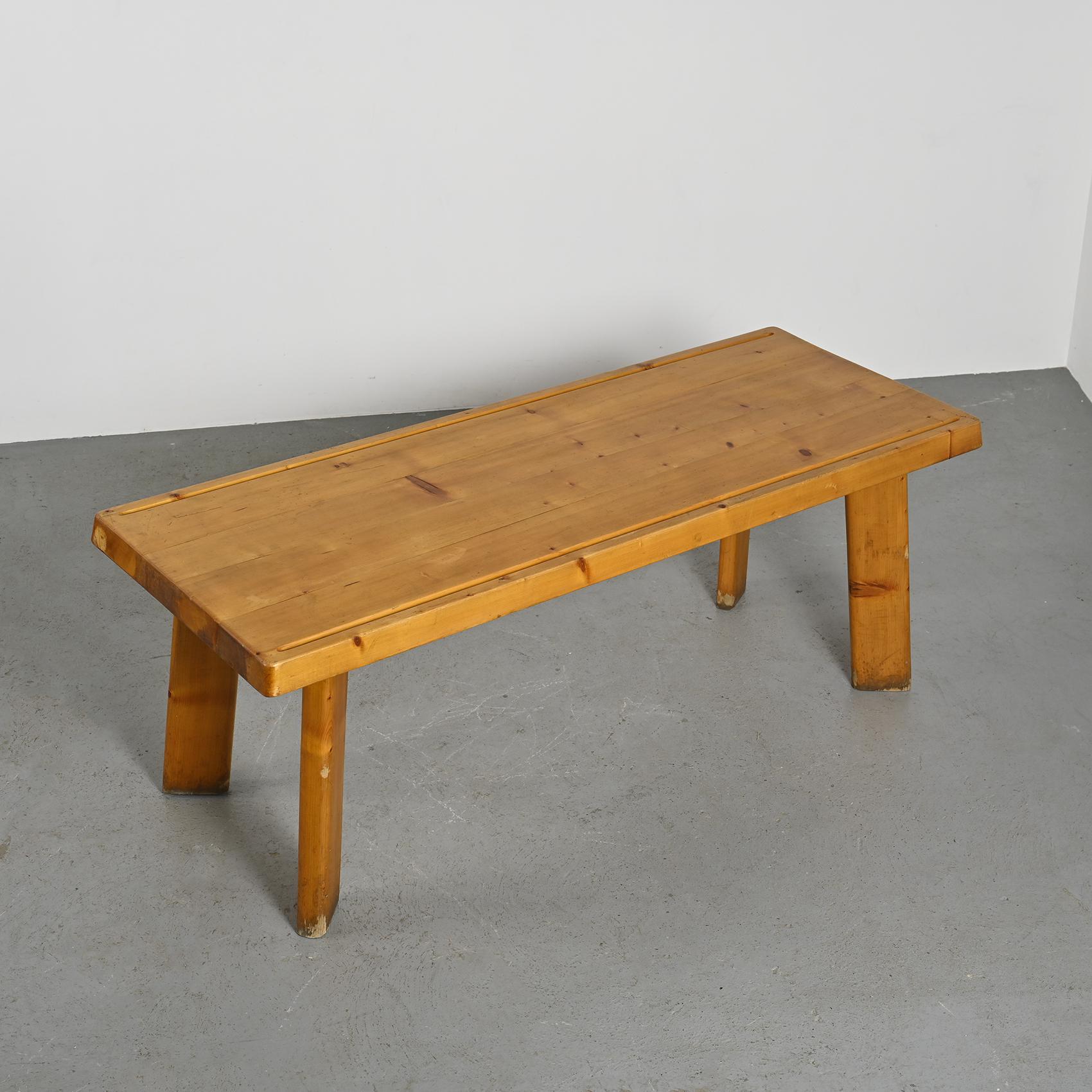 Table et bancs en mélèze par Christian Durupt, vers 1960