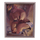 Femme se lavant, peinture à l'huile, encadrée