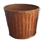 Two pot covers in Wicker, rope and wood.