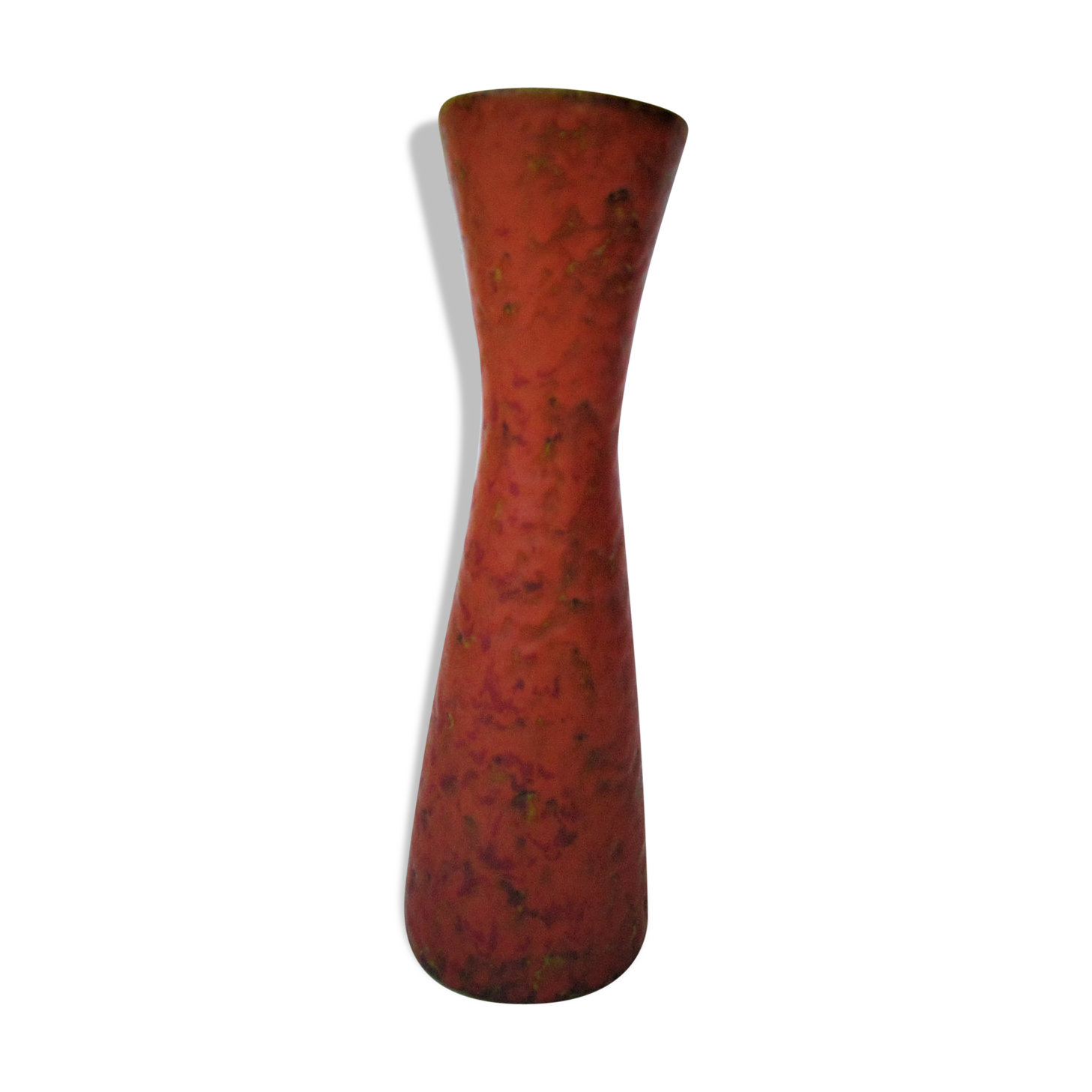 Orange red ceramic vase