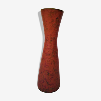Orange red ceramic vase