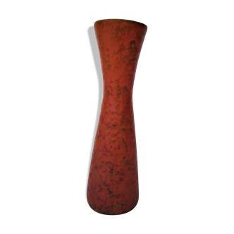 Orange red ceramic vase