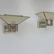 Pair of vintage wall lights, cream white and brass, Italy 1970s