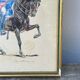 3 old engravings of horses / triptych riders golden frame