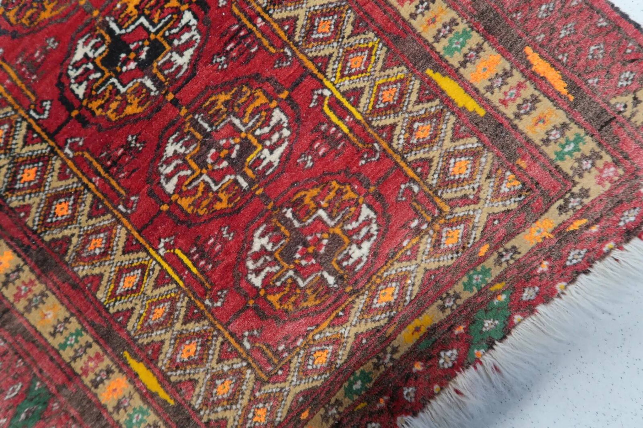 Handmade vintage Afghan Ersari mat 46cm x 50cm 1960s