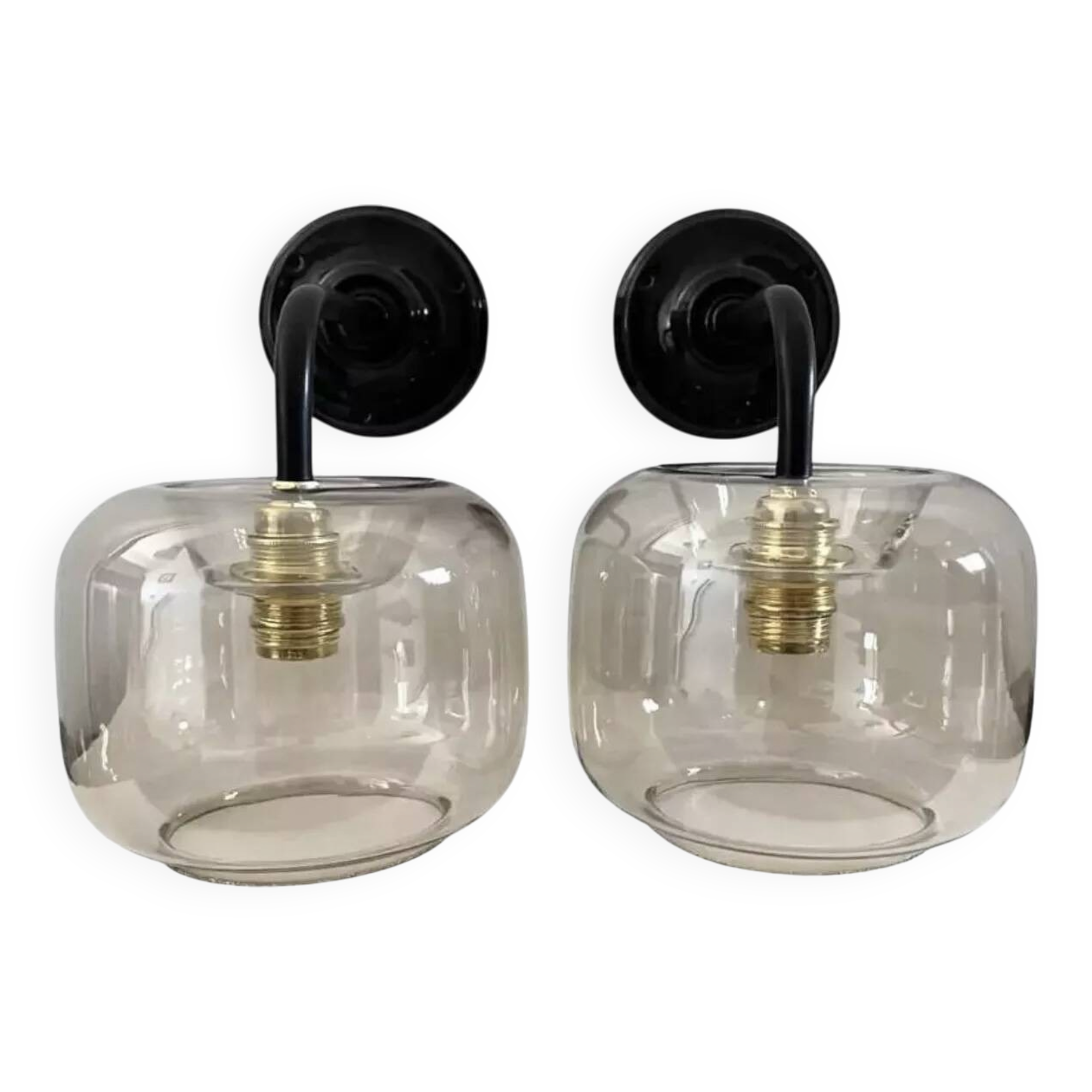 Pair of smoked glass wall sconces