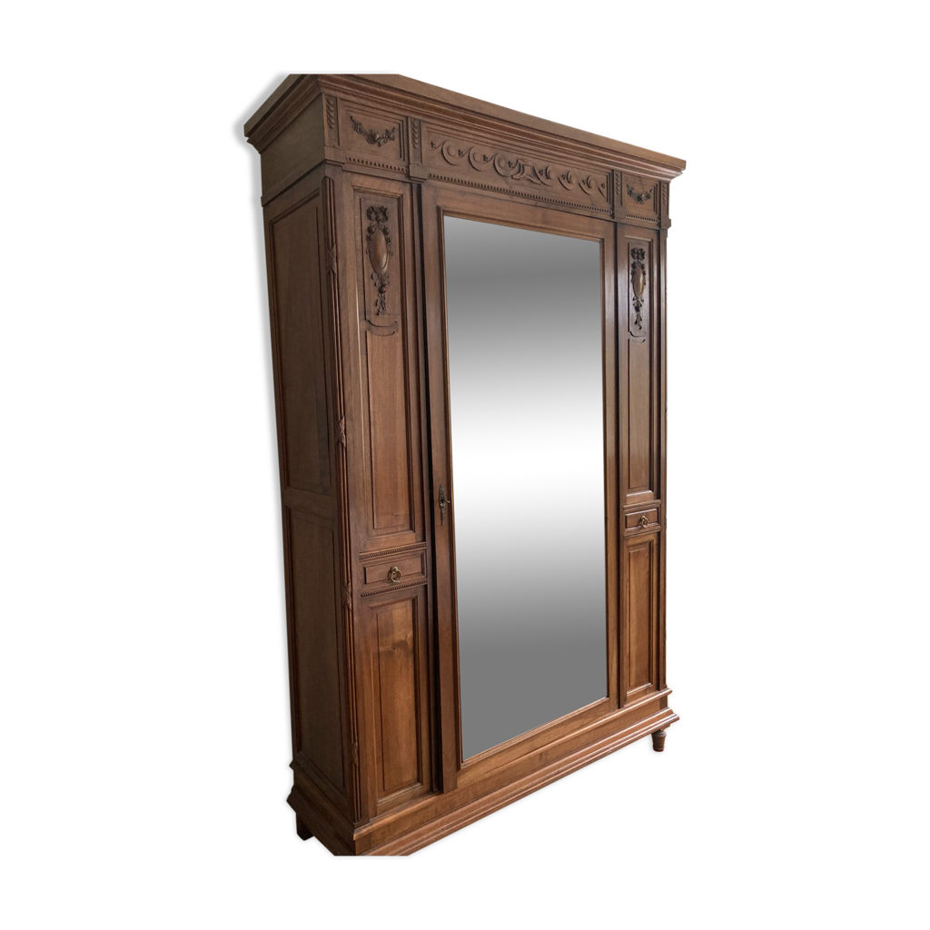 Armoire haute porte miroir et étagères intérieures Selency