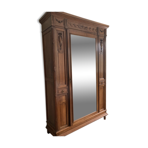 Armoire haute porte miroir et étagères