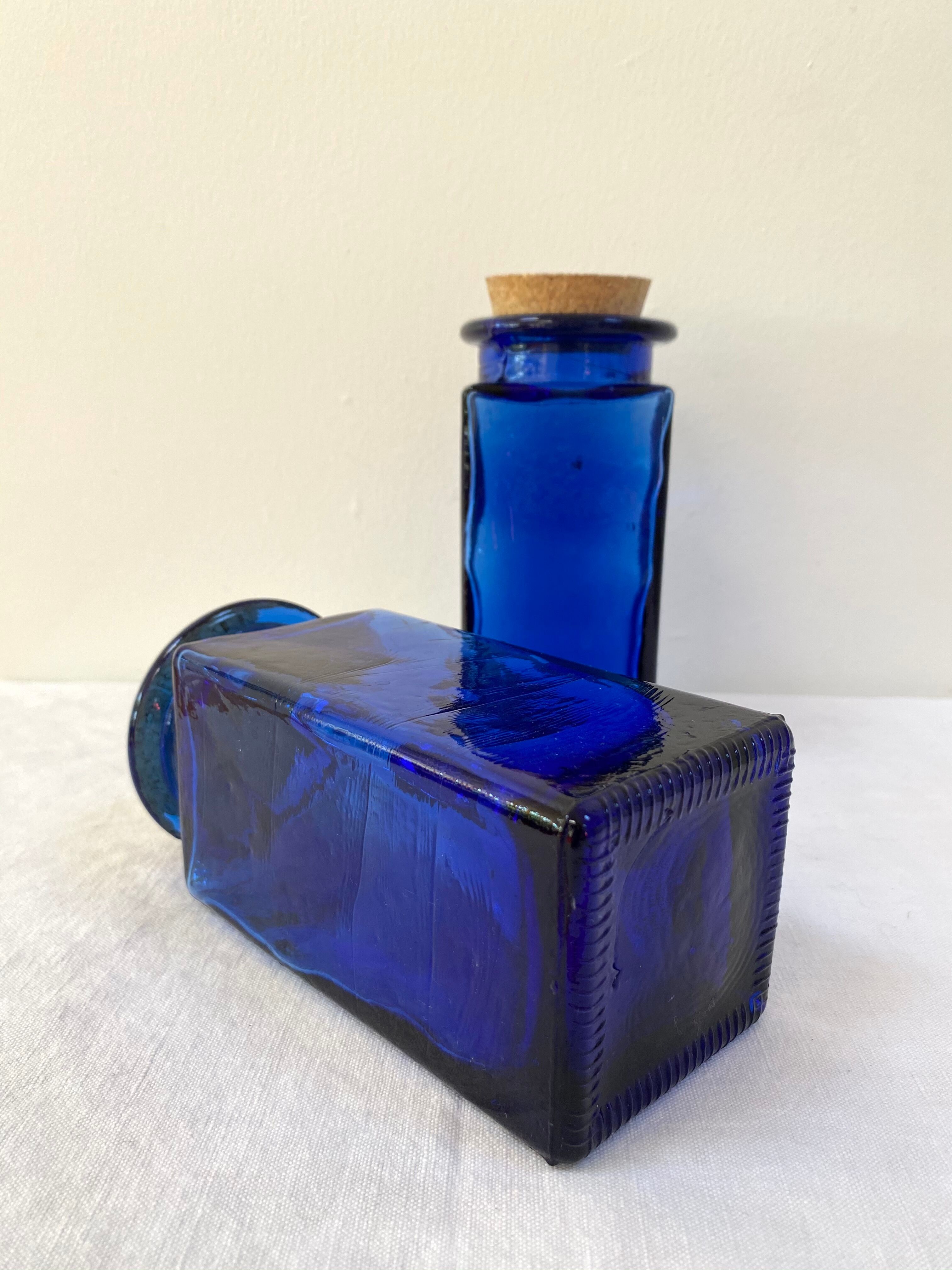 Cobalt blue glass jar