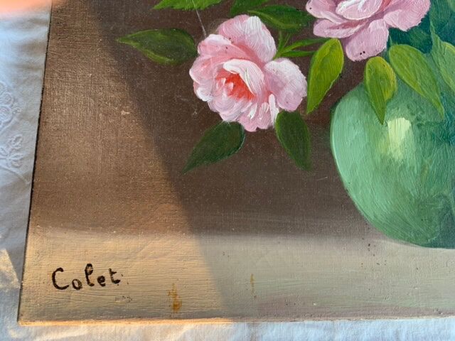 Table bouquet of roses by vintage Collet