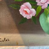 Table bouquet of roses by vintage Collet