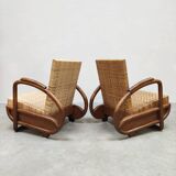 Art deco design rattan woven lounge chairs
