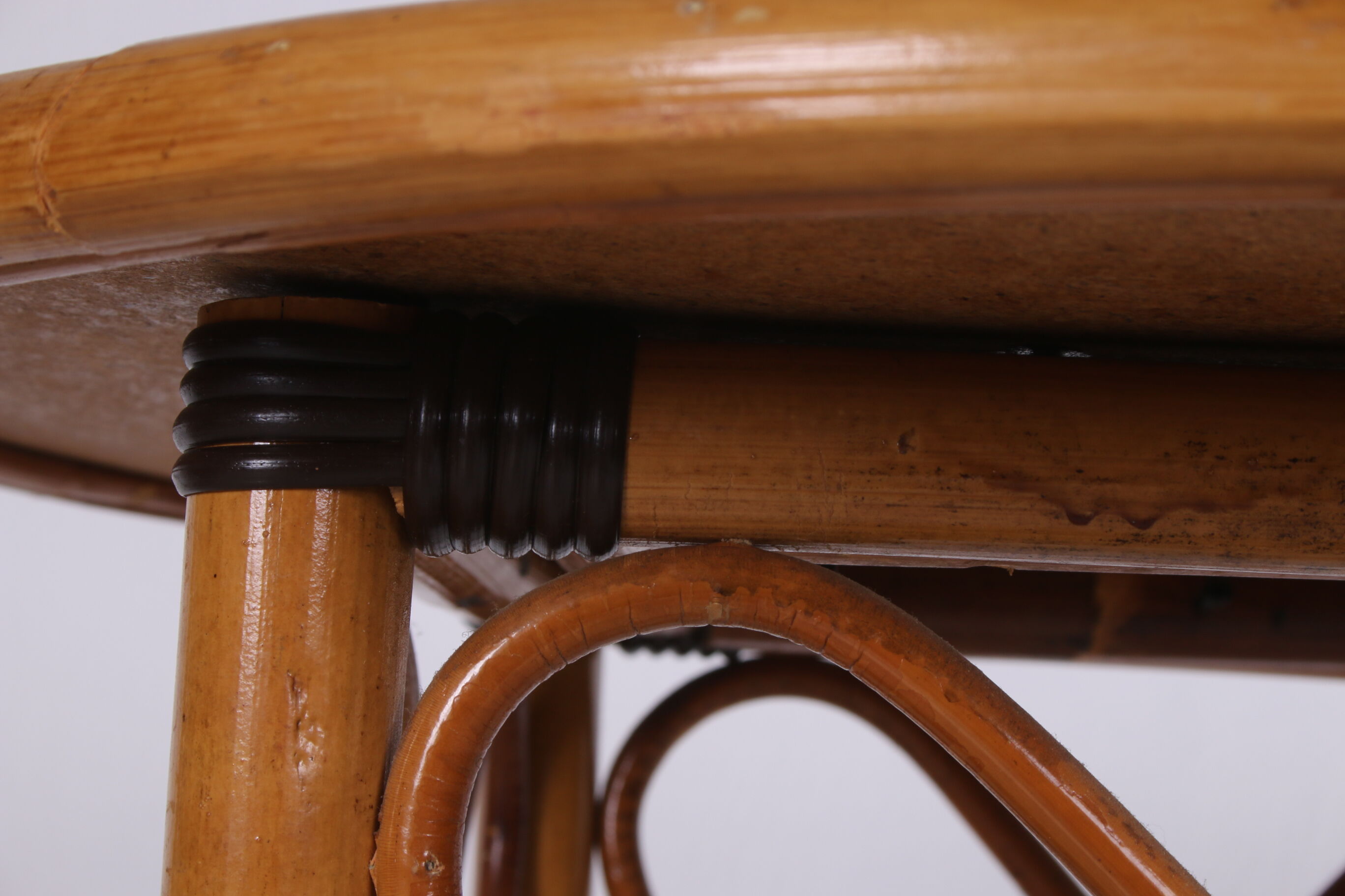 Vintage rattan table bamboo Bohemian style