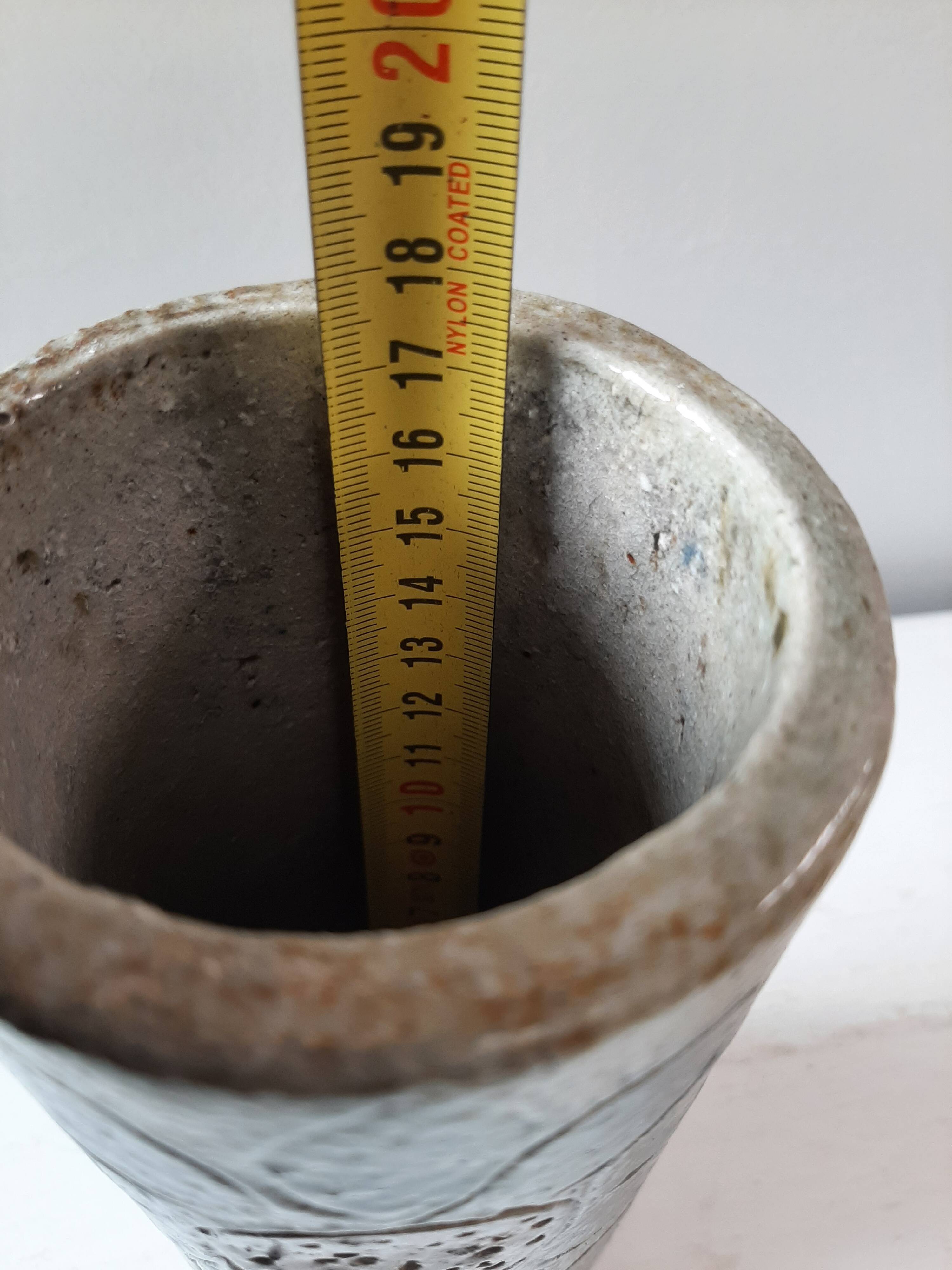 Jean Claude Monange stoneware scroll vase