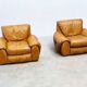 Ensemble de deux chaises longues en cuir cognac italien